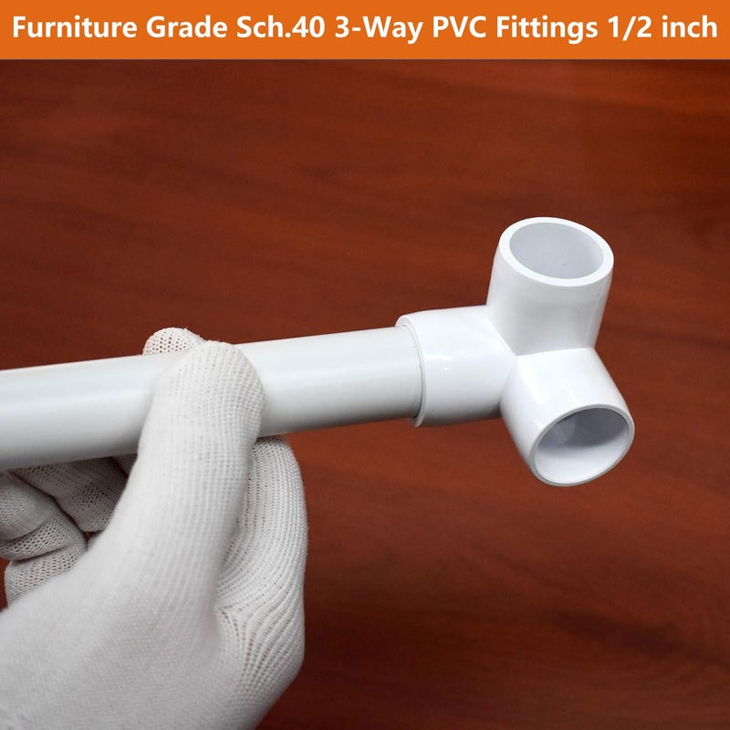 letsFix 1/2" PVC Fittings 3 Way (10-Pack) Furniture Grade, Elbow Connector, Heavy Duty for DIY Furniture, Frames, UV Resistant - Compatible with 1/2" Schedule 40 PVC Pipesâ€Œ - Image 2